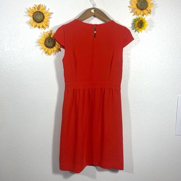 J. Crew Red Poppy Crepe Short Sleeve Dress Size 10 Medium Women’s - Picture 6 of 10
